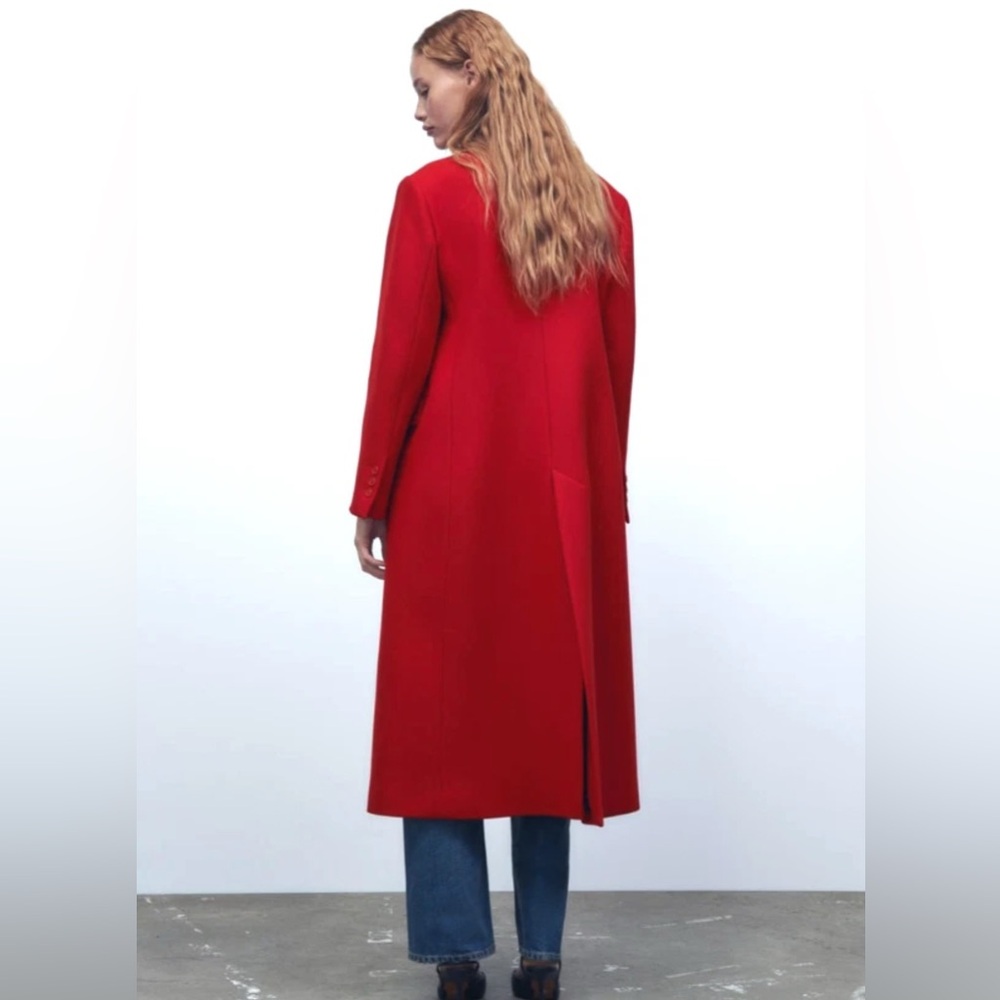 ‘Avec Les Filles’ Zara red Italian wool double breasted coat size M - Picture 5 of 11